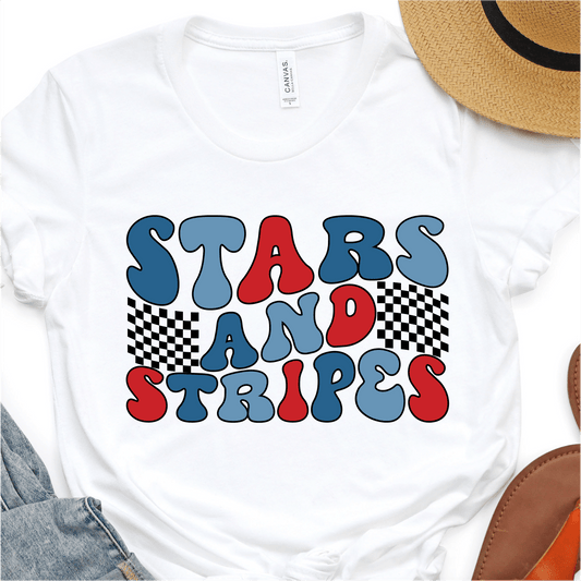 Cute Retro Stars and Stripes - 4th of July DTF Transfer - Independence Day T-shirt Transfer - Nashville Design House