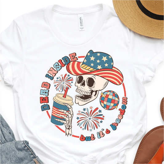 Dead Inside But Its Freedom - Cowboy Hat - 4th of July DTF Transfer - Independence Day T-shirt Transfer - Nashville Design House