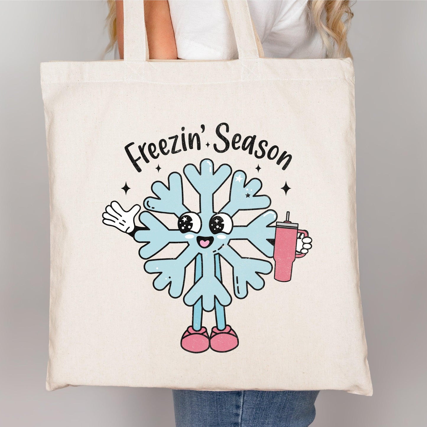 Freezin’ Season DTF Transfer – Smiling Snowflake with Tumbler Design - Nashville Design House