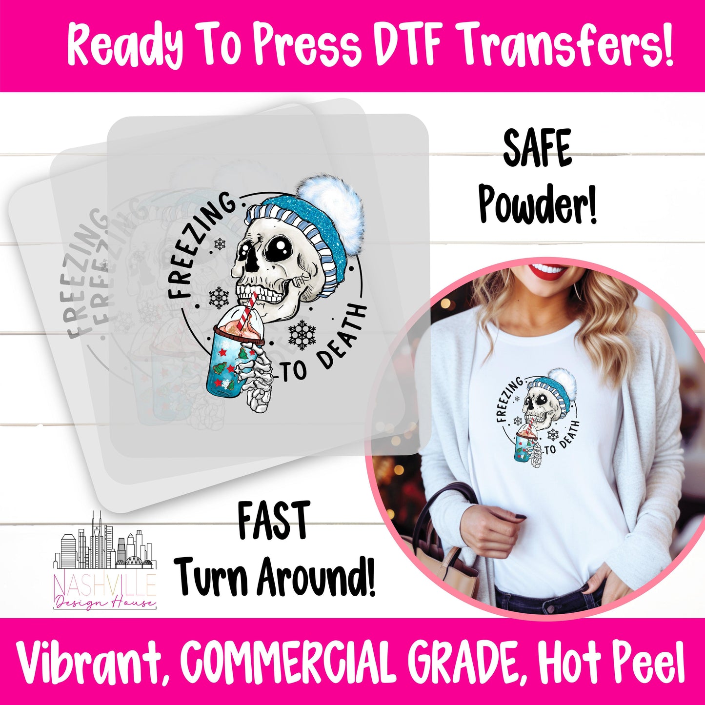 Freezing to Death Winter DTF Transfer – Cozy Skeleton Design - Nashville Design House