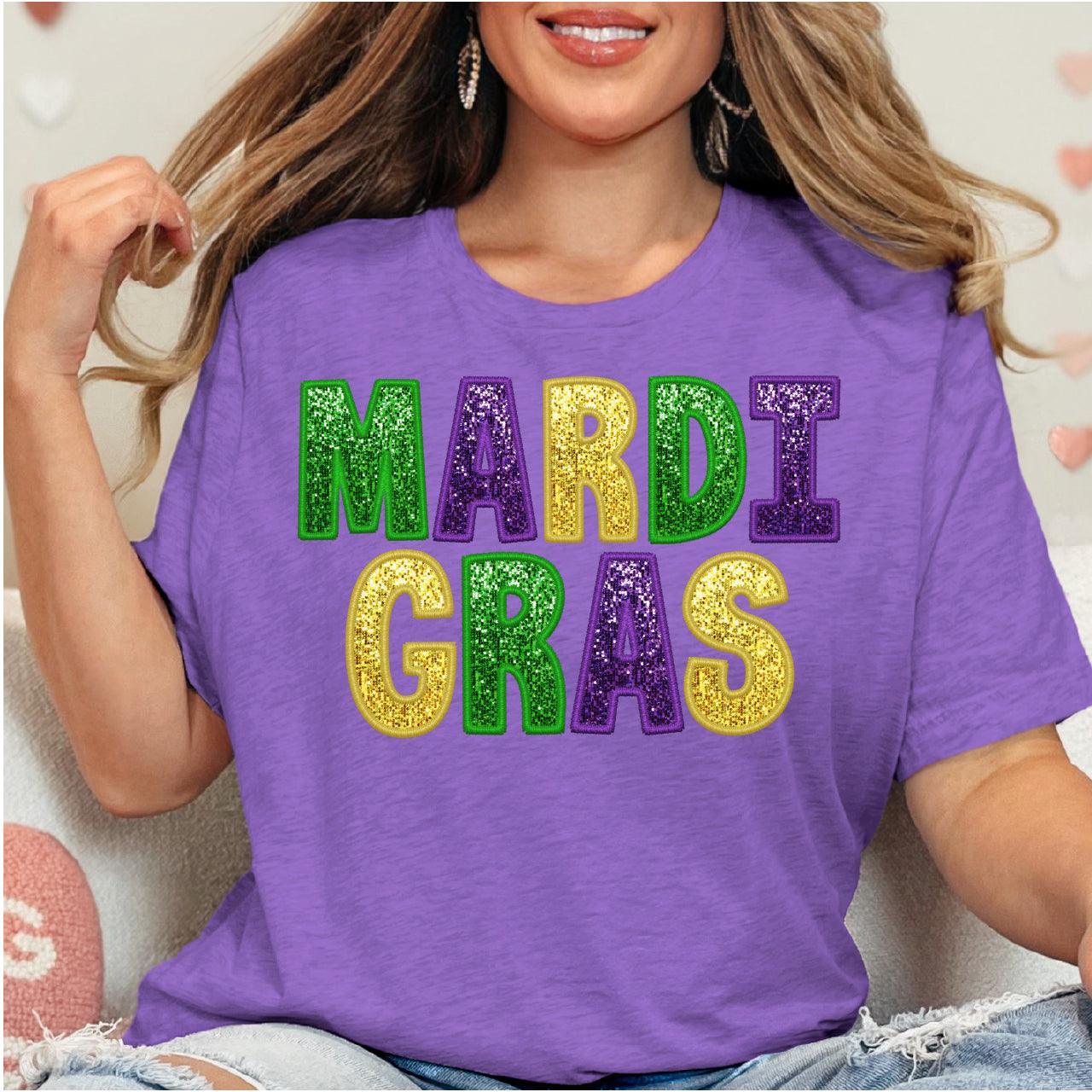 Glitter Letters, Mardi Gras DTF Transfer Print, T-Shirt Transfer - Nashville Design House