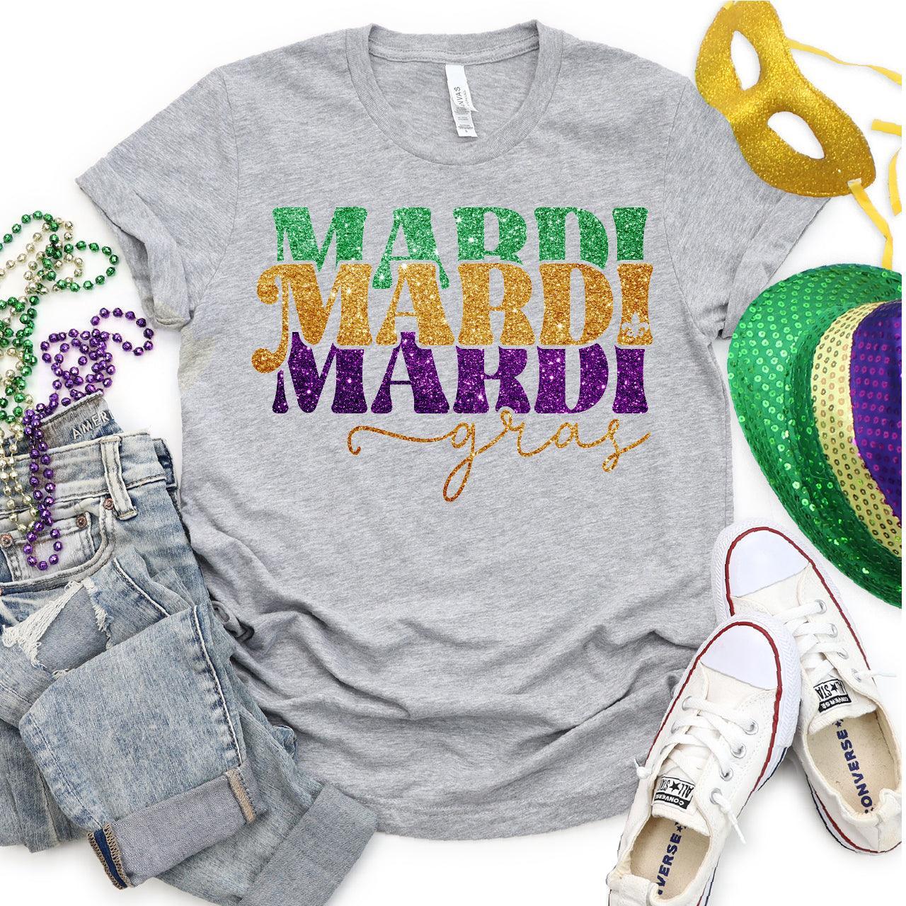 Glitter Mardi Gras DTF Transfer Print, T-Shirt Transfer - Nashville Design House
