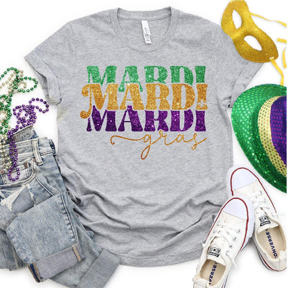 Glitter Mardi Gras DTF Transfer Print, T-Shirt Transfer - Nashville Design House