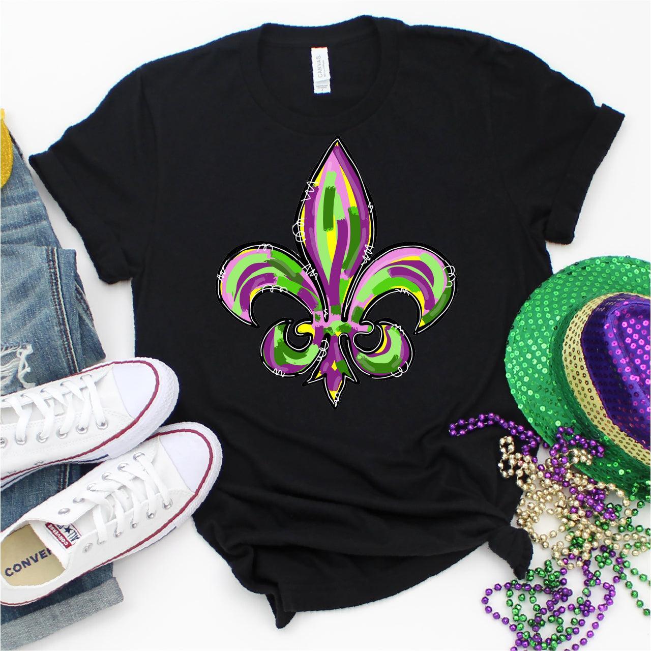 Hand Painted Flair De Lis, Mardi Gras DTF Transfer Print, T-Shirt Transfer - Nashville Design House