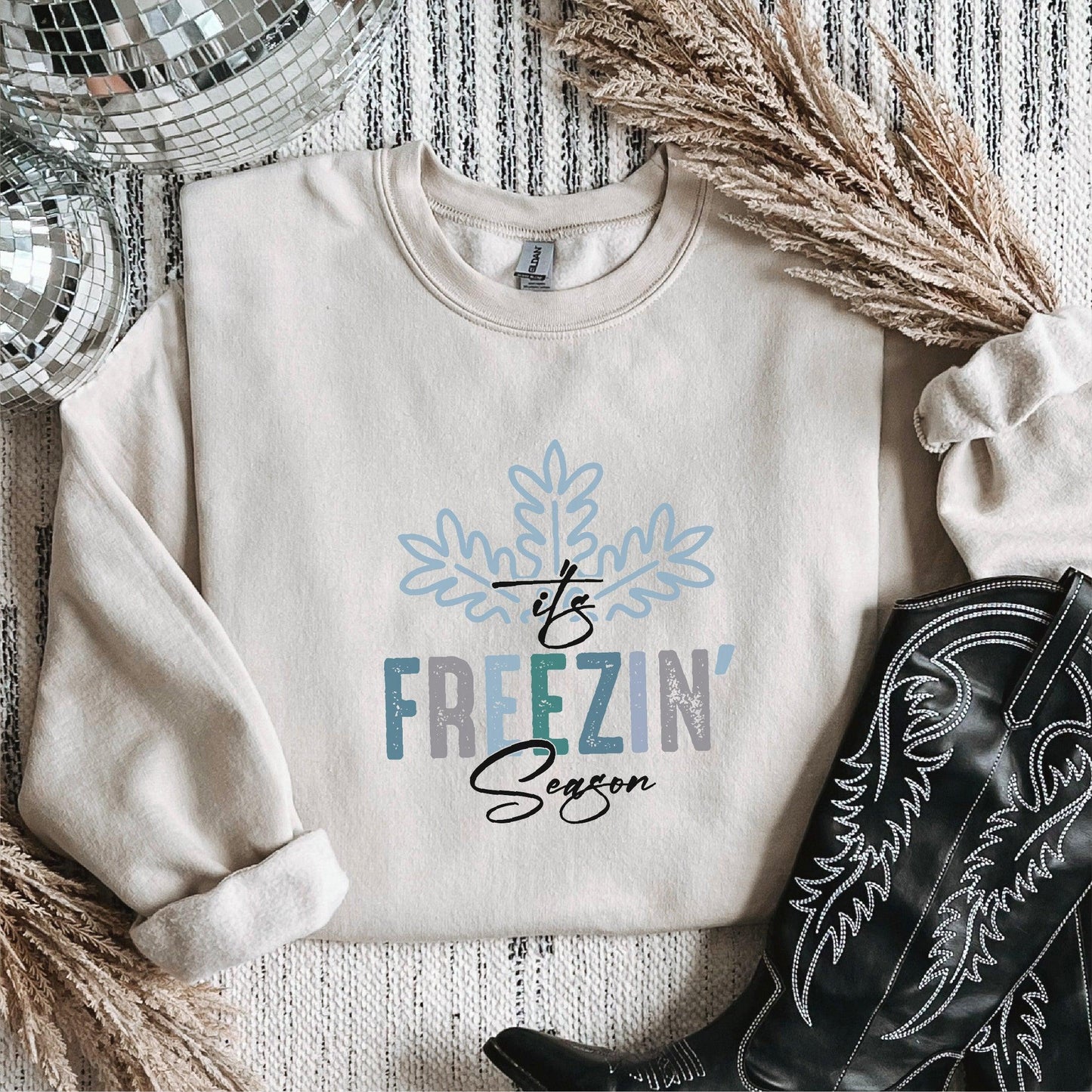 It’s Freezin’ Season DTF Transfer – Snowflake Winter Design - Nashville Design House