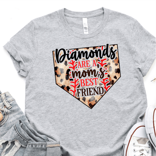 Leopard Baseball Home Plate - Diamonds Are A Mom's Best Friend - Baseball DTF Transfer - Nashville Design House