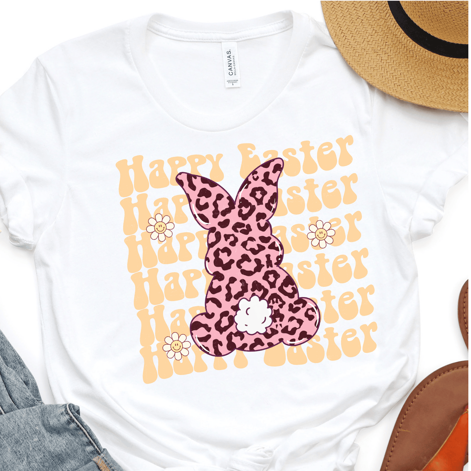 Leopard Bunny Happy Easter - Easter DTF Transfer - Nashville Design House