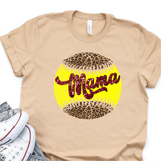 Leopard Softball Mama - Softball DTF Transfer - Nashville Design House