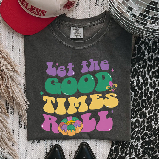 “Let the Good Times Roll” King Cake Retro Mardi Gras DTF Transfer - Nashville Design House