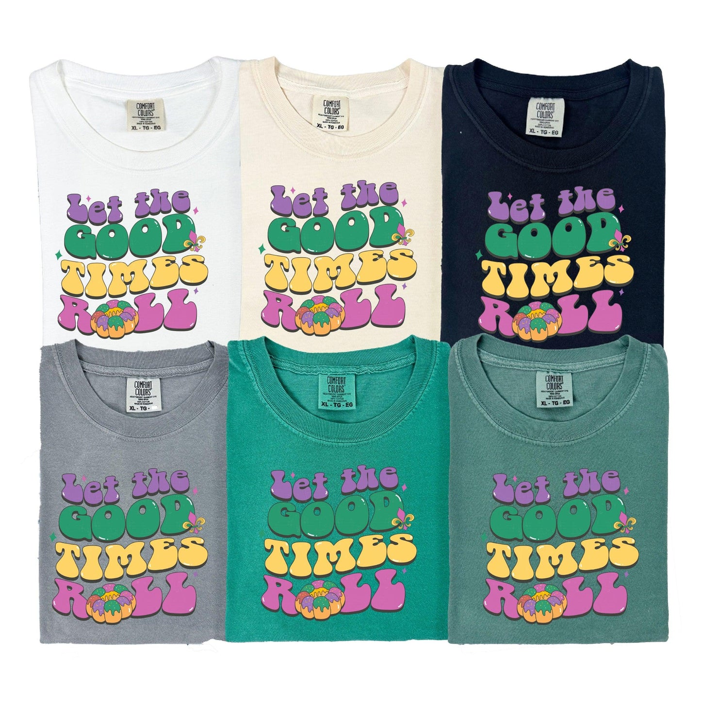 “Let the Good Times Roll” King Cake Retro Mardi Gras DTF Transfer - Nashville Design House