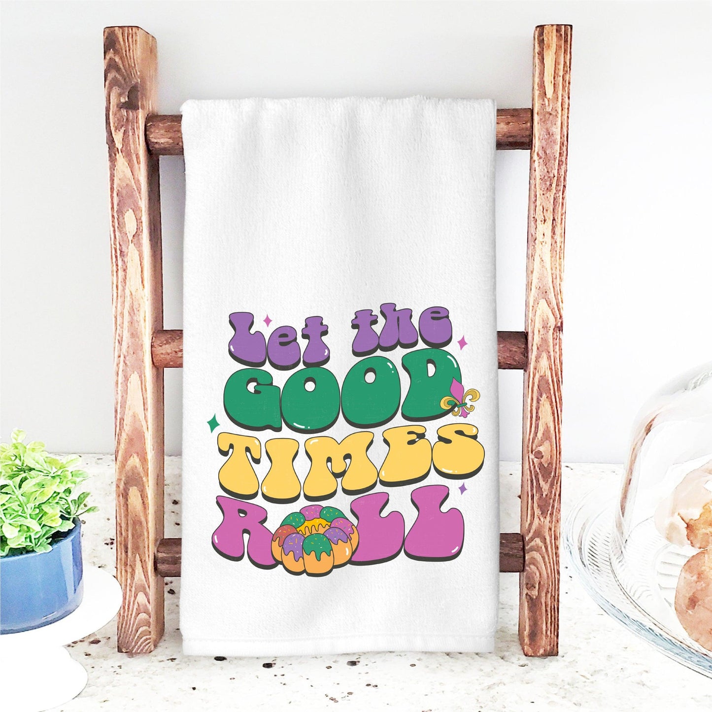 “Let the Good Times Roll” King Cake Retro Mardi Gras DTF Transfer - Nashville Design House