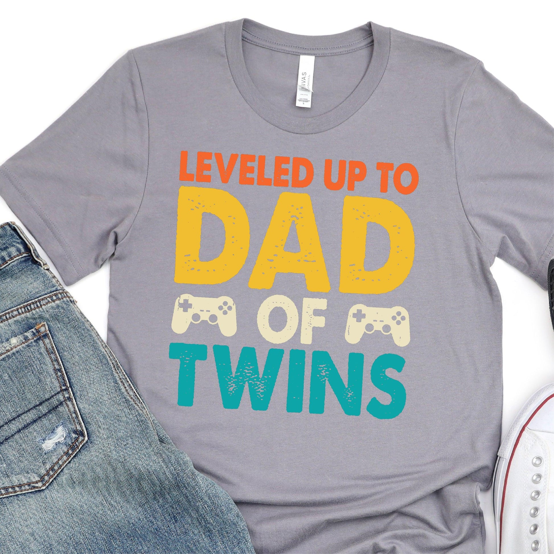 Leveled Up To Dad Of Twins - Father's Day DTF Transfer - T-shirt Transfer For Dad - Nashville Design House