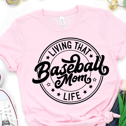 Living That Baseball Mom Life - Black - Baseball DTF Transfer - Nashville Design House