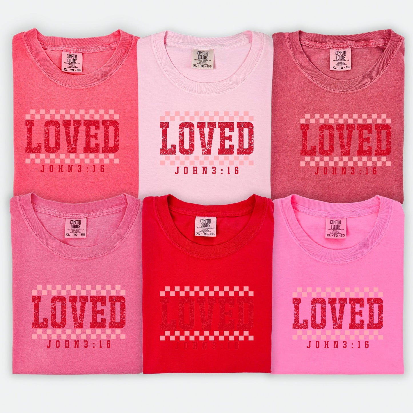 LOVED Valentine’s DTF Transfer – Vintage Checkerboard Design with John 3:16 - Nashville Design House