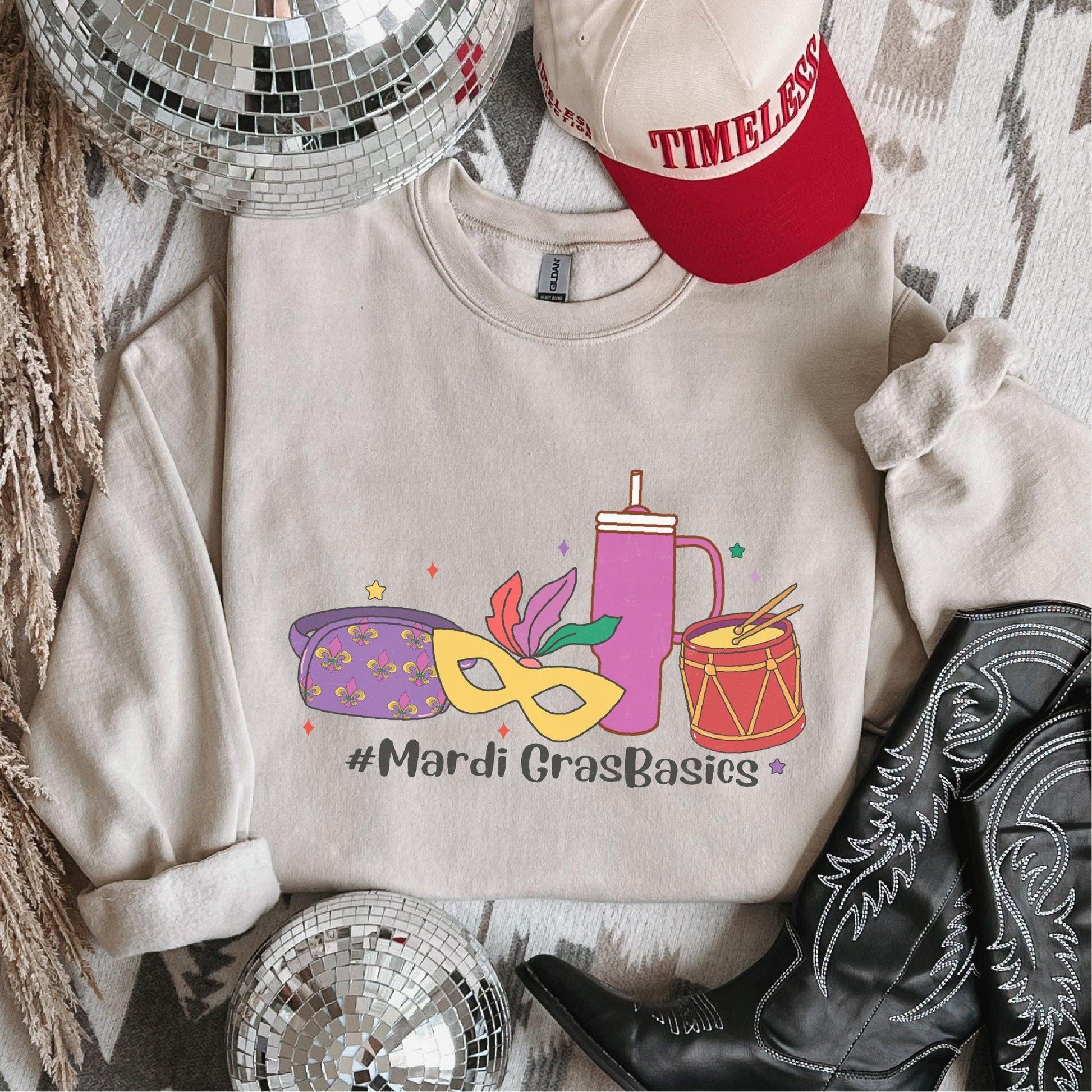 “Mardi Gras Basics” DTF Transfer – Mask, Drum, Tumbler & Belt Bag Vibes - Nashville Design House