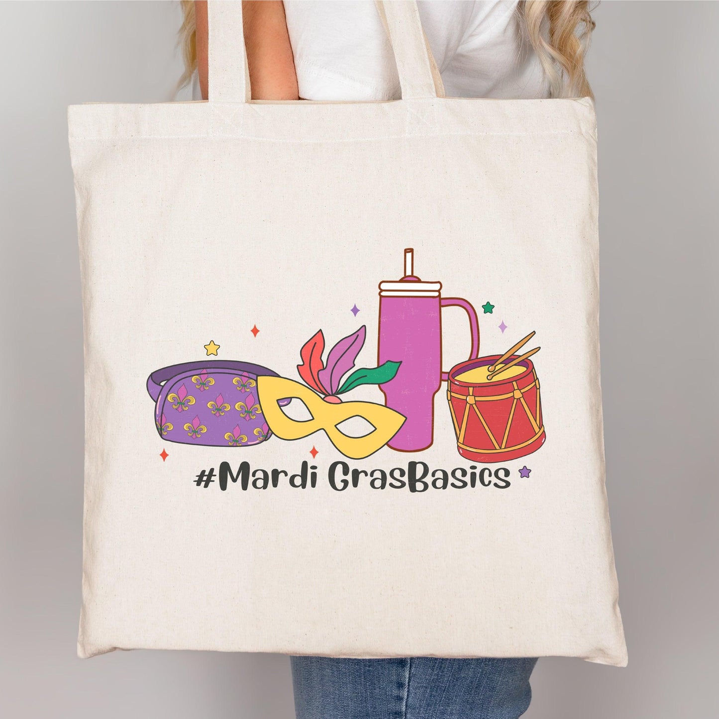 “Mardi Gras Basics” DTF Transfer – Mask, Drum, Tumbler & Belt Bag Vibes - Nashville Design House