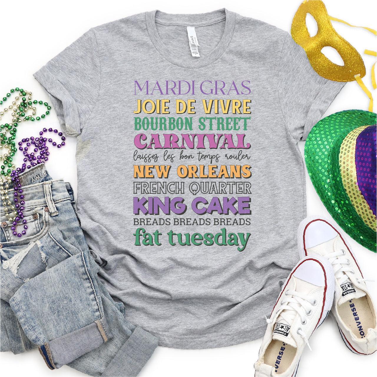 Mardi Gras Stacked Details DTF Transfer Print, T-Shirt Transfer - Nashville Design House