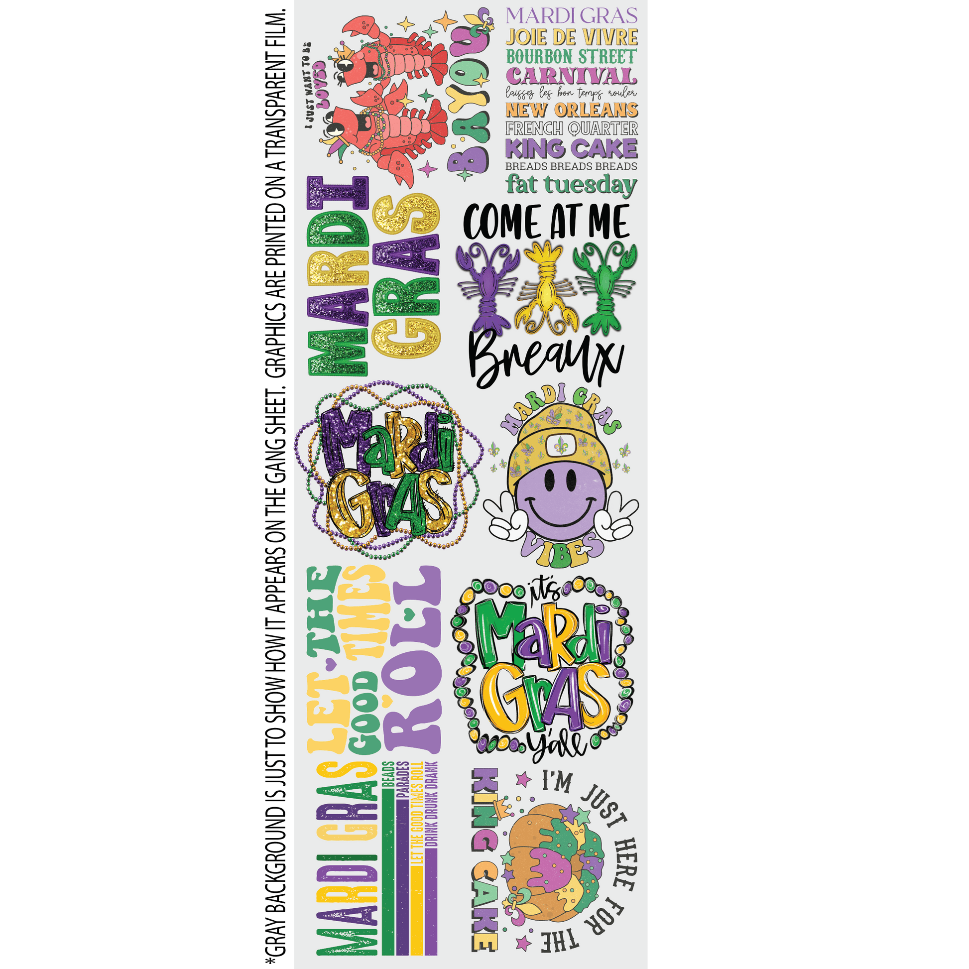 Mardi Gras Vibes GANG SHEET (22inx60in) - Nashville Design House