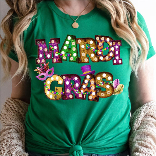 Marquee Lights, Mardi Gras DTF Transfer Print, T-Shirt Transfer - Nashville Design House