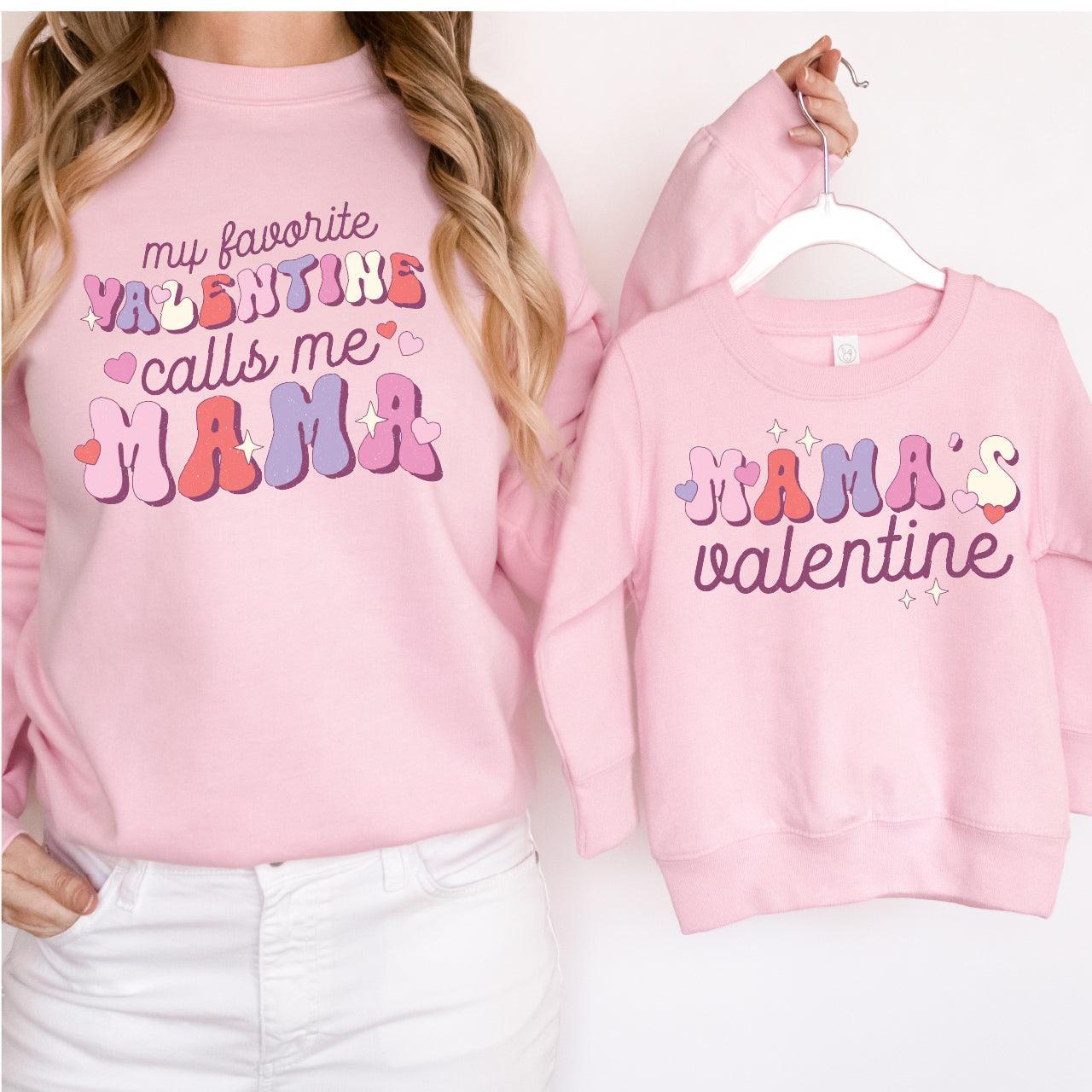 My Favorite Valentine Calls Me Mama + Mini DTF Valentine Transfer for T-shirts - Nashville Design House