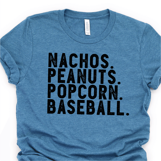 Nachos - Peanuts - Popcorn - Baseball - Baseball DTF Transfer - Nashville Design House