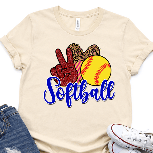 Peace Love Softball - Softball DTF Transfer - Nashville Design House