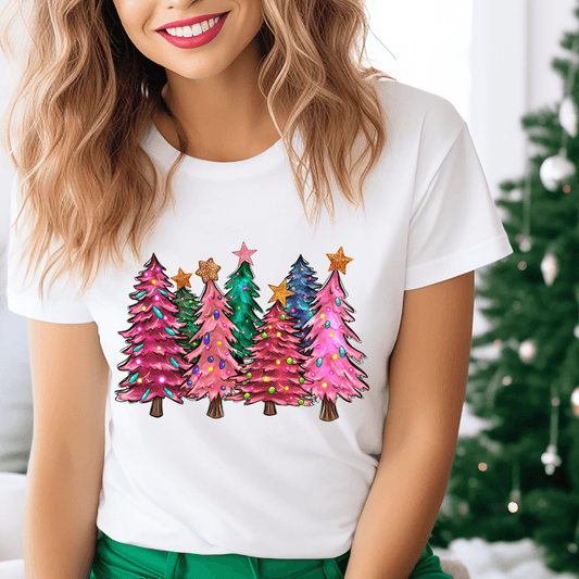 Pink Christmas Trees DTF Transfer - Nashville Design House