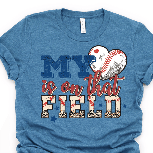 Red, White and Baseball - My Heart is on that Field - Baseball DTF Transfer - Nashville Design House