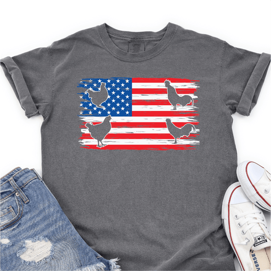 Red, White, Blue & Chickens - 4th of July DTF Transfer Independence Day T-shirt Transfer - Nashville Design House