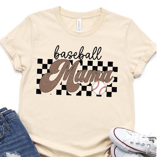 Retro Checkerboard- Baseball Mama - Baseball DTF Transfer - Nashville Design House