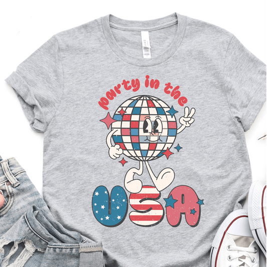 Retro Disco - Party In The USA - 4th of July DTF Transfer Independence Day T-shirt Transfer - Nashville Design House