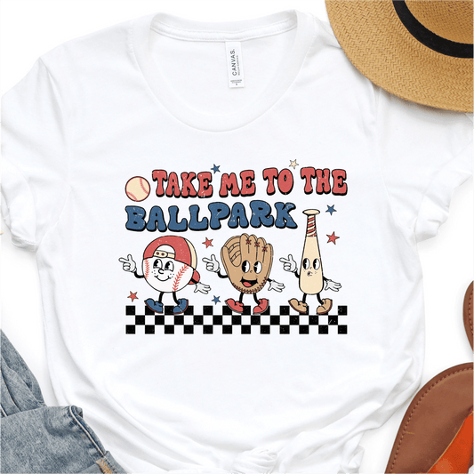 Retro Take Me To The Ballpark - Baseball DTF Transfer - Nashville Design House