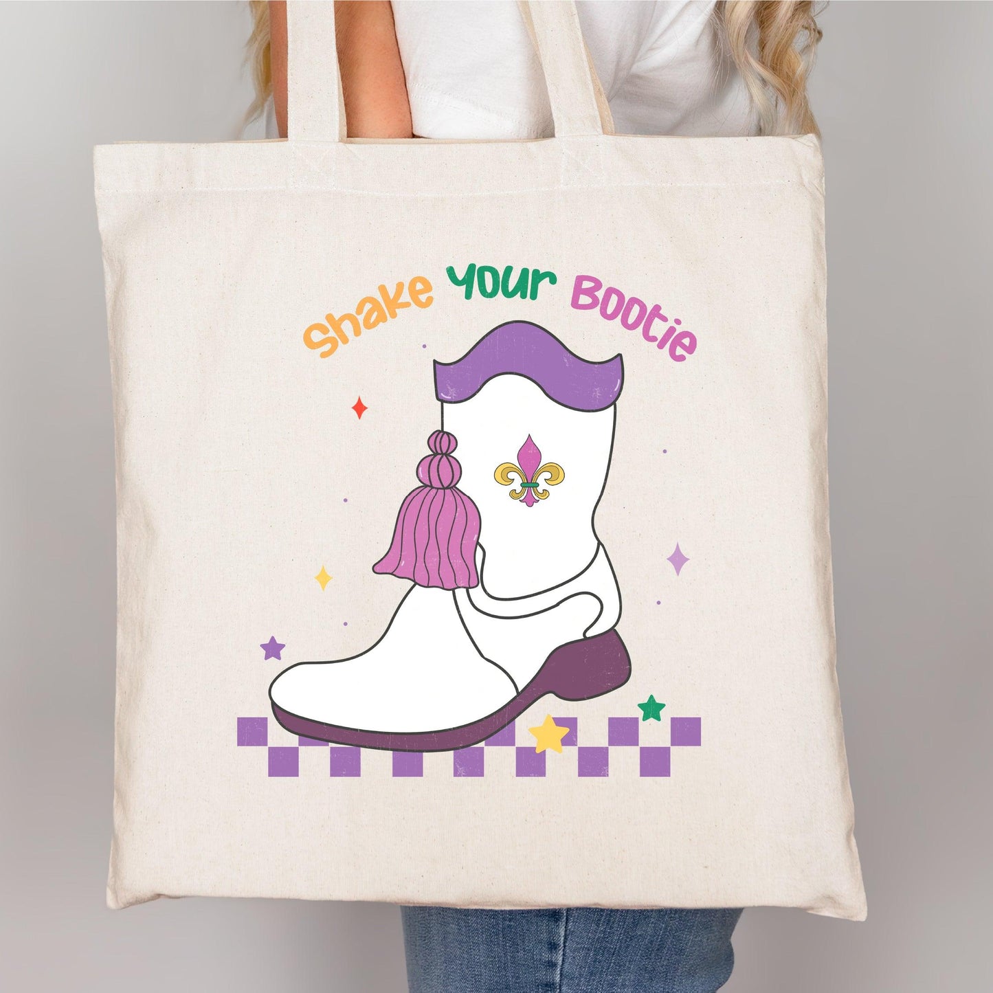 “Shake Your Bootie” Tassel Boot Mardi Gras DTF Transfer - Nashville Design House