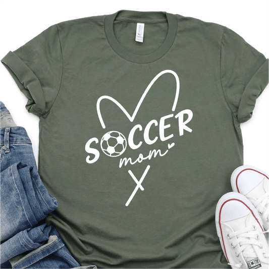 Simple Heart Soccer Mom - White Print - Soccer DTF Transfer - Soccer T-shirt Transfer - Nashville Design House