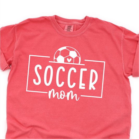 Soccer Ball and Heart - Soccer Mom - White Print - Soccer T-shirt Transfer - Nashville Design House