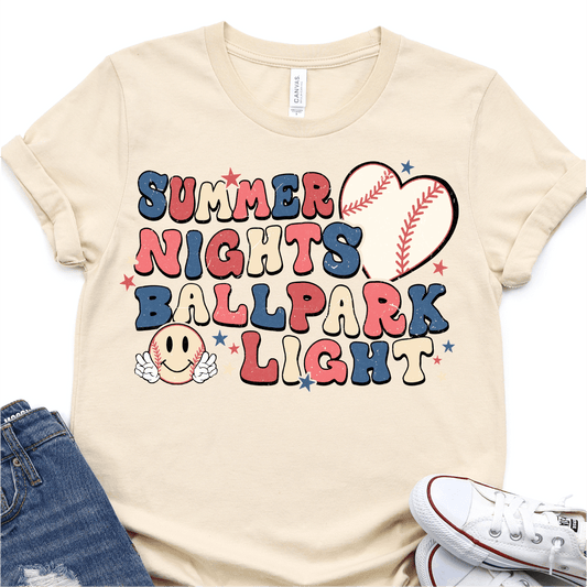 Summer Nights, Ballpark Light - Baseball DTF Transfer - Nashville Design House