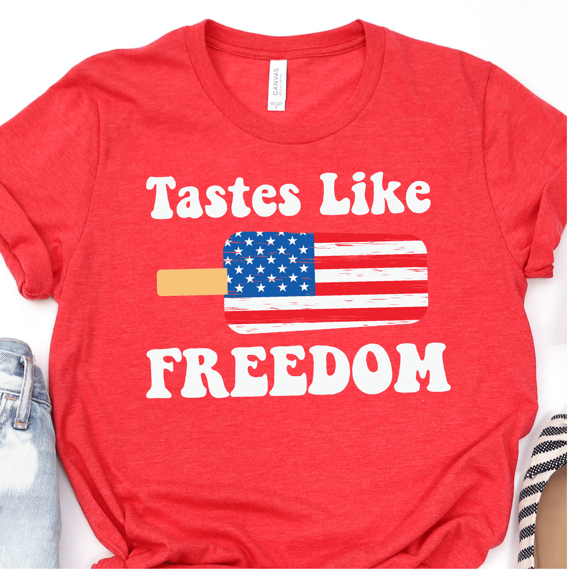 Tastes Like Freedom - American Flag Popscicle - 4th of July DTF Transfer - Independence Day T-shirt Transfer - Nashville Design House