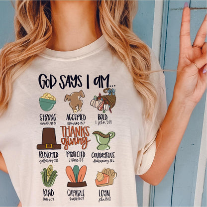 Thanksgiving God Says I Am DTF Transfer - Nashville Design House