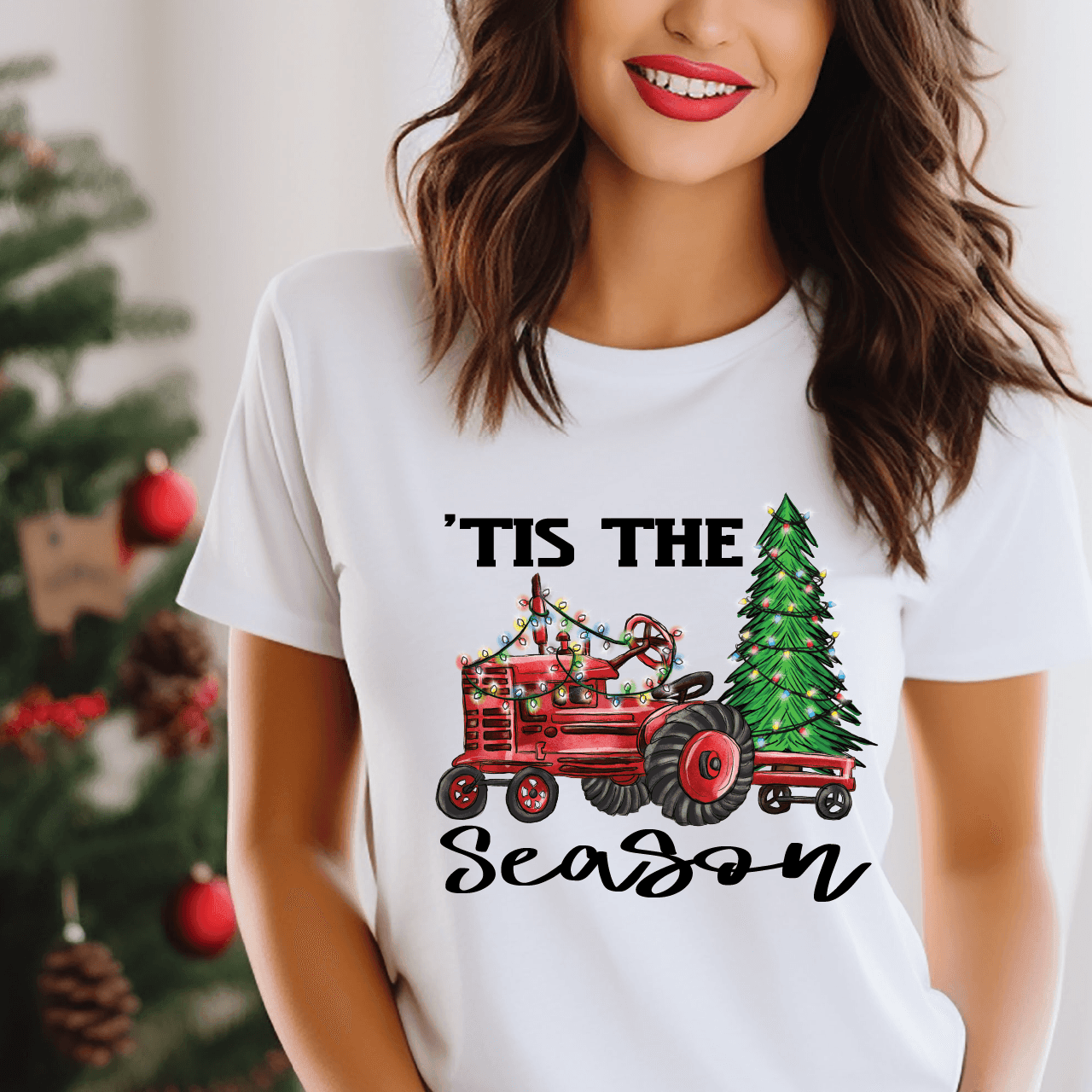 Tis The Season Christmas Tractor DTF Transfer - Nashville Design House