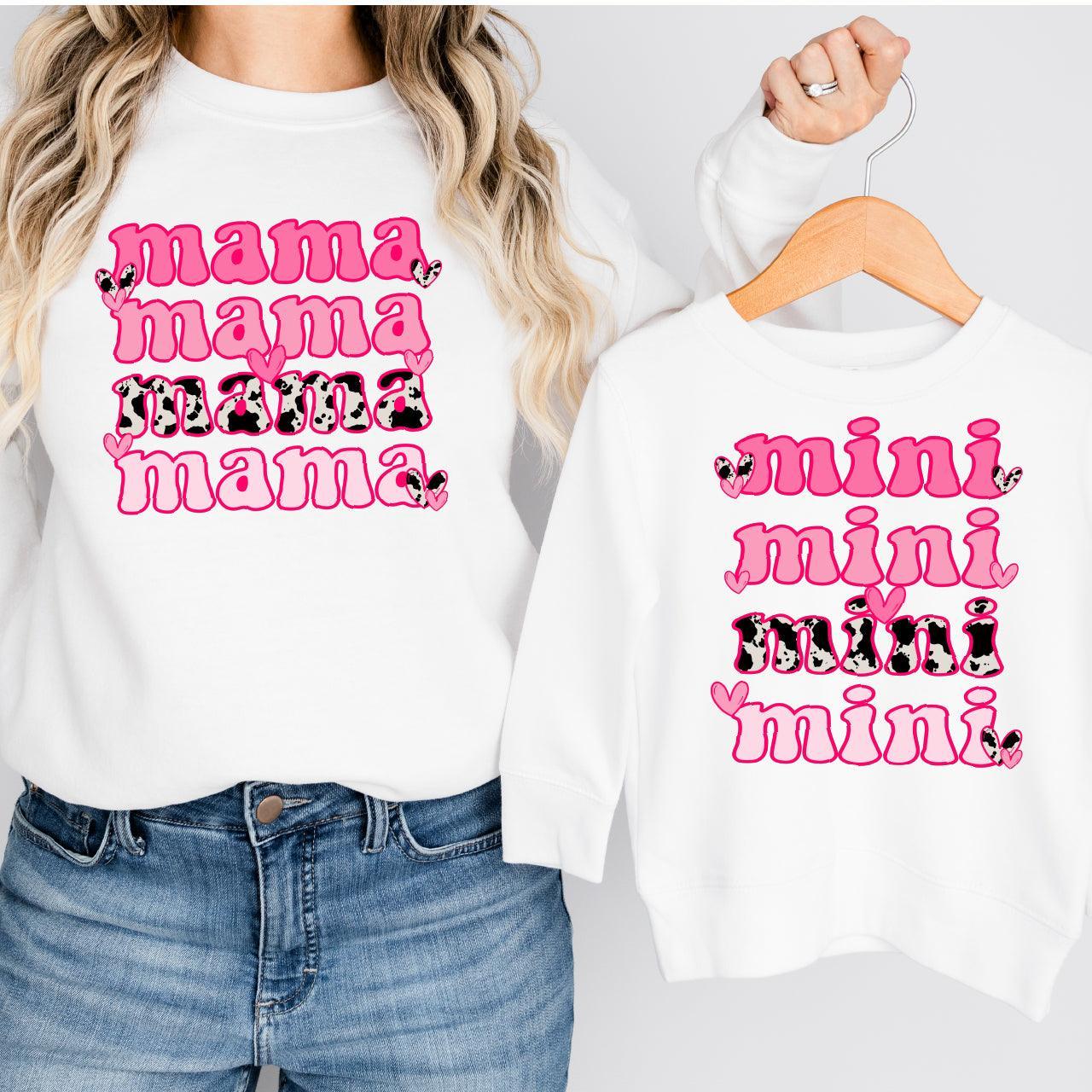 Valentine Cow Print Mama + Mini DTF Valentine Transfer for T-shirts - Nashville Design House