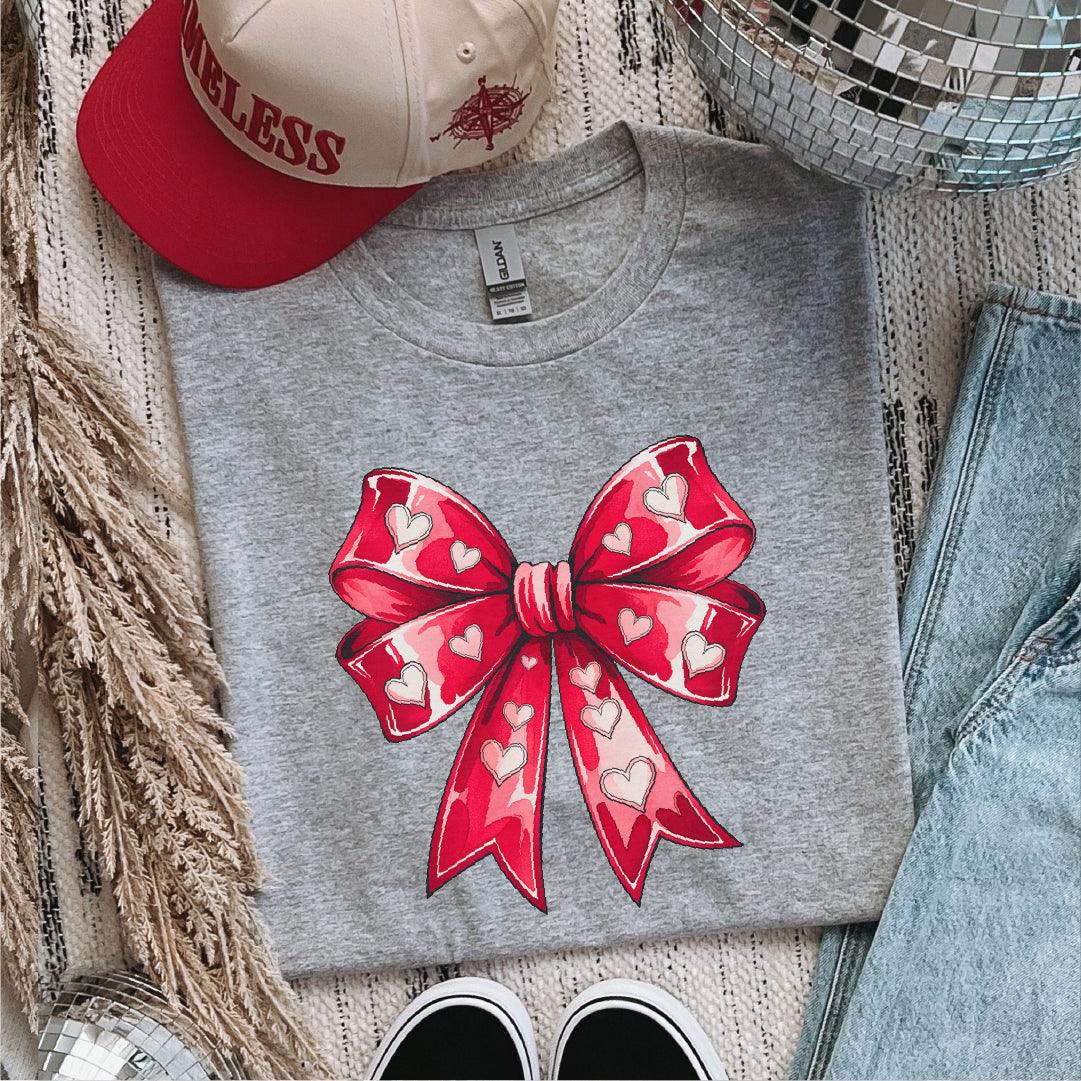 Valentine's Coquette Bow DTF Transfer Print, T-Shirt Transfer - Nashville Design House