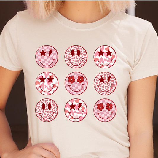 Valentine Smiley Faces DTF Transfer Print, T-Shirt Transfer - Nashville Design House