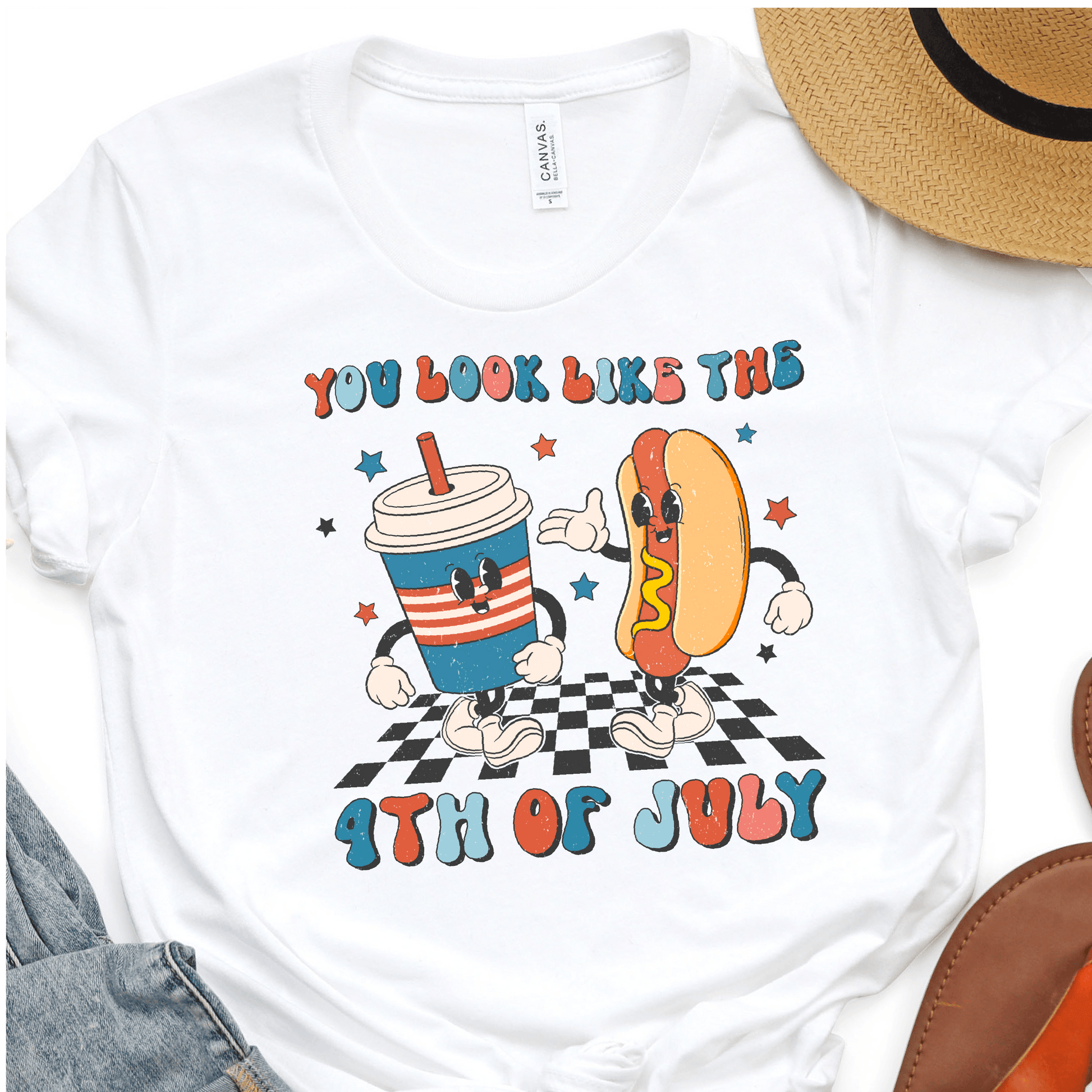 You Look Like The 4th of July - Cute Drink and Hot Dog - 4th of July DTF Transfer - Independence Day T-shirt Transfer - Nashville Design House